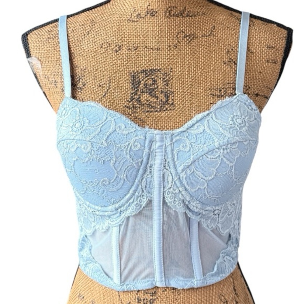Say What? light blue lace longline bustier NWT Womenโs size medium | jj